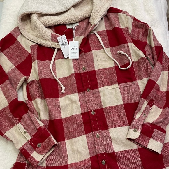 American Eagle Flannel Hooded Button Up - Picture 7 of 9